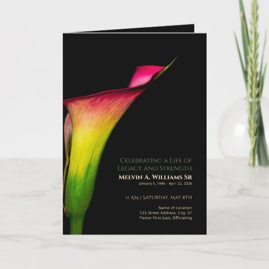 Programme Mémorial Fleur de Calla Rouge Jaune Vert (Devant)