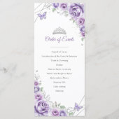 Programme Menu Fleuriste Quinceanera Violet Lilas (Dos)