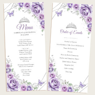 Programme Menu Fleuriste Quinceanera Violet Lilas