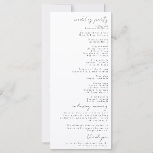 Programme Merry Little Wedding (Dos)