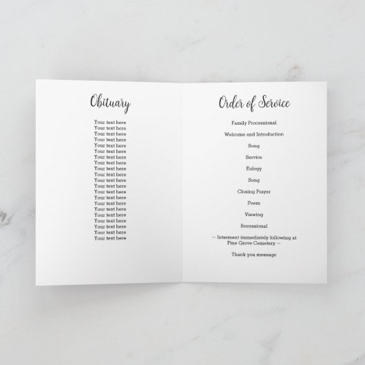 Programme Militaire USA Flag Celebration of Life Funeral (Intérieur)