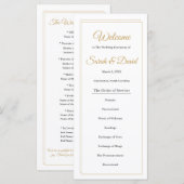 Programme Mimimalist Gold Border Wedding Program (Devant / Derrière)