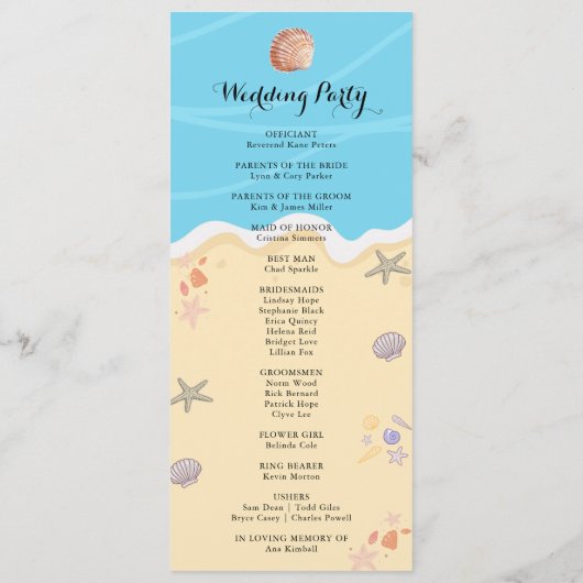 Programme Minimal Blue Ocean Summer Wedding (Dos)
