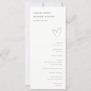 Programme Minimal de Mariage Coeur Rose Bleu Simpl