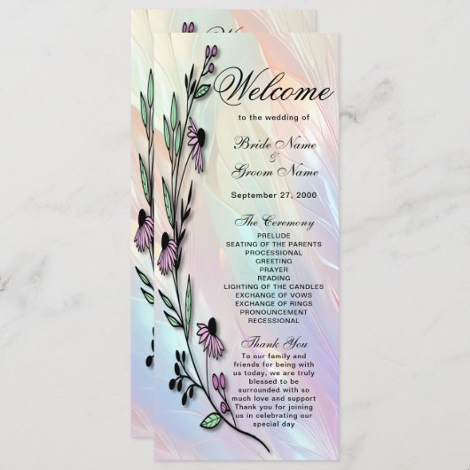 Programme minimal de mariage des fleurs (Devant / Derrière)