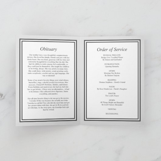 Programme minimal d'ordre funéraire du service pli (Intérieur)