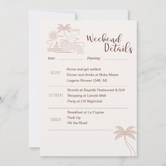 Programme minimal d'un week-end de fête de fiançai (Dos)