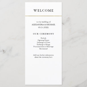 Programme Minimal moderne   Faux Gold Border Wedding Program