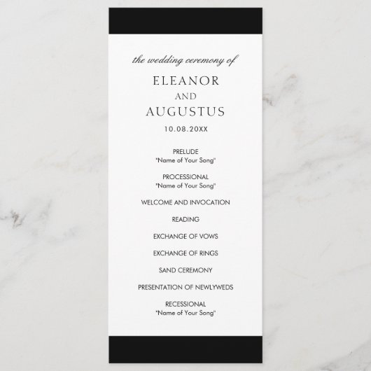 Programme Minimal noir blanc classique élégant Mariage moder (Devant)
