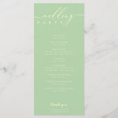 Programme Minimal Pistachio & Cream Script Wedding Ceremony (Dos)
