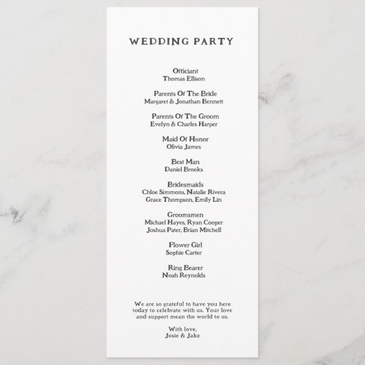 Programme Minimal wedding rings wedding ceremony program (Dos)
