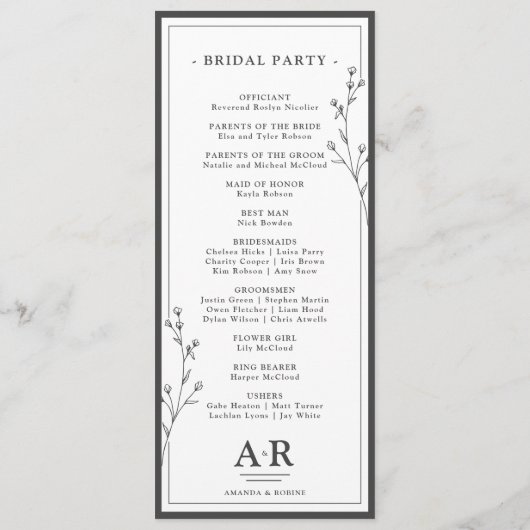 Programme Minimalist Black & White Wedding (Dos)