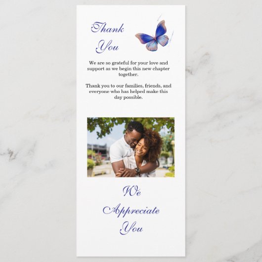 Programme Minimalist Blue Editable Photo Wedding Program (Dos)