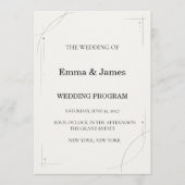 Programme Minimalist Charcoal Line Wedding Ceremony Program (Devant)