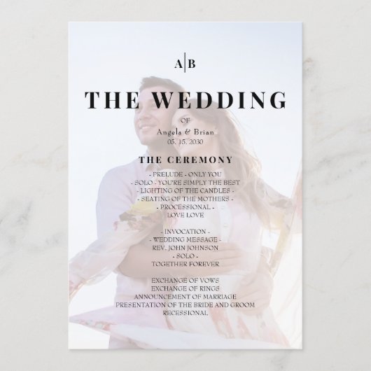 Programme Minimalist Editorial Ivory Photo Wedding Program (Devant)