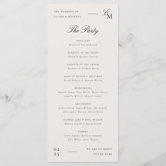 Programme Minimalist Ivory Editorial Wedding (Dos)