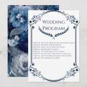 Programme Minimalist Navy Blue and White Wedding Program (Devant / Derrière)