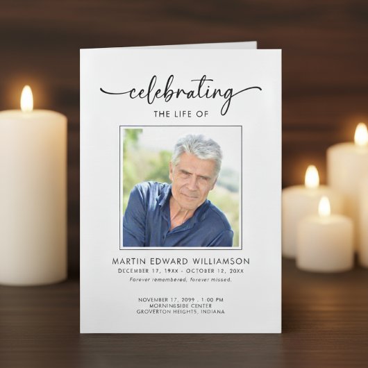 Programme Minimalist Photo Funeral Order of Service Obituary