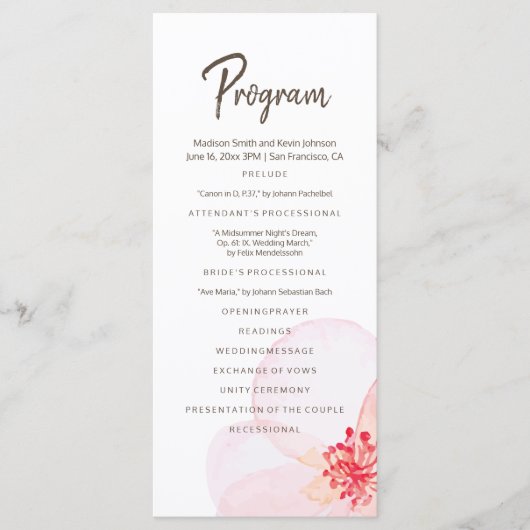 Programme Minimaliste + Aquarelle Mariage Floral (Devant)