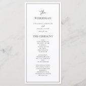 Programme minimaliste de cérémonie de Mariage noir (Devant)