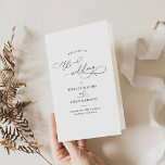 Programme minimaliste de cérémonie des Mariages Bi<br><div class="desc">Classic BnW mariage collection,  cette carte de programme personnalisable Ceremony,  dispose d'un texte de calligraphie de script balayé avec une police serif classe en noir. Les couleurs Arrière - plan et texte peuvent être modifiées pour correspondre à n'importe quel thème de couleur. Éléments correspondants disponibles.</div>