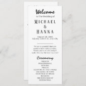 Programme minimaliste de cérémonie Mariage modifia (Devant / Derrière)