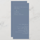 Programme minimaliste de mariage bleu Dusty modern (Devant / Derrière)