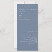 Programme minimaliste de mariage bleu Dusty modern (Devant)