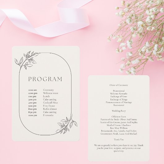 Programme Minimaliste de Mariage Crème