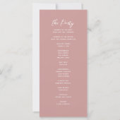 Programme minimaliste de mariage des Roses Dusty (Dos)