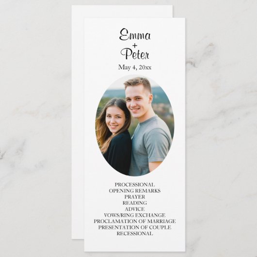 Programme minimaliste de mariage plat ovale (Devant / Derrière)