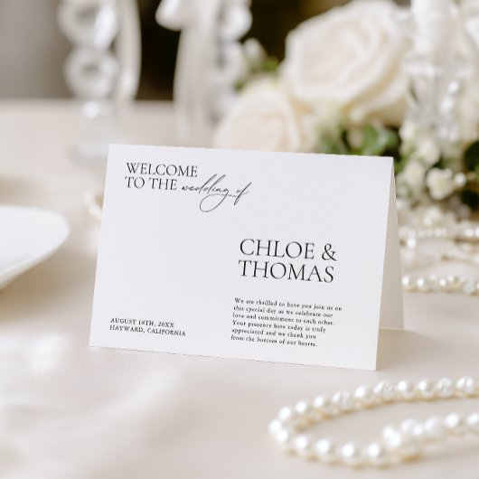 Programme minimaliste Élégant de Cérémonie Mariage