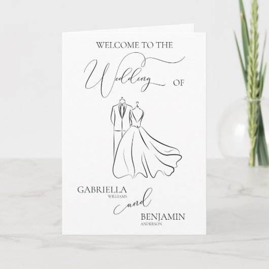 Programme Minimaliste Mariage Merci Noir Blanc Script (Devant)