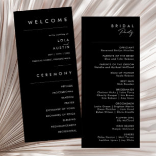 Programme Minimaliste moderne   Black Wedding Program