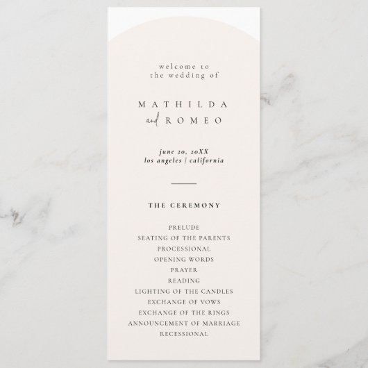 Programme minimaliste moderne de mariage d'arc (Devant)