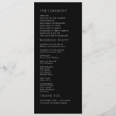 Programme minimaliste moderne de mariage noir et b (Dos)