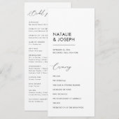 Programme Minimaliste noir et blanc Simple Mariage catholiqu (Devant / Derrière)