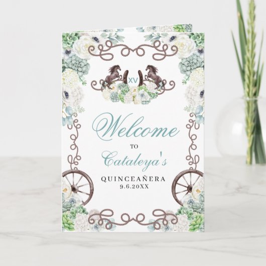 Programme Mint Green Western Charro Quinceañera (Devant)