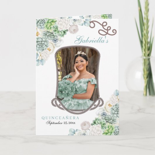 Programme Mint Green Western Charro Quinceañera (Devant)