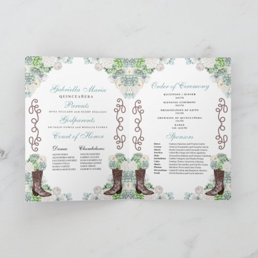 Programme Mint Green Western Charro Quinceañera (Intérieur)