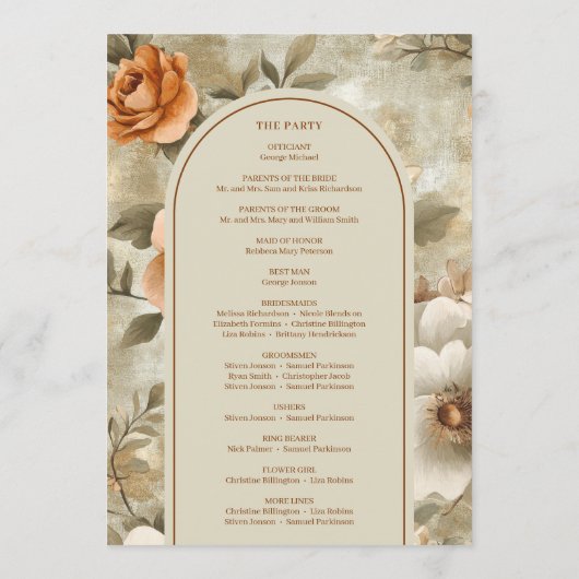 Programme Modern Boho Earthy Rusty Ivory Sage Floral Program (Dos)