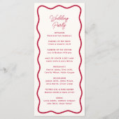 Programme Modern Bold Wavy Frame Retro Red Wedding (Dos)