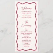 Programme Modern Bold Wavy Frame Retro Red Wedding (Devant)