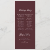 Programme Modern Burgundy Wedding Program (Dos)