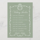 Programme Modern Classic French Sage Green Wedding Timeline (Devant)