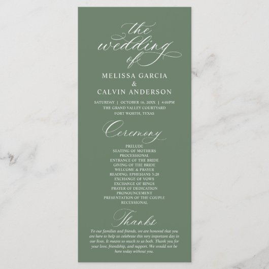 Programme Modern Classy Elegant Wedding Ceremony (Devant)