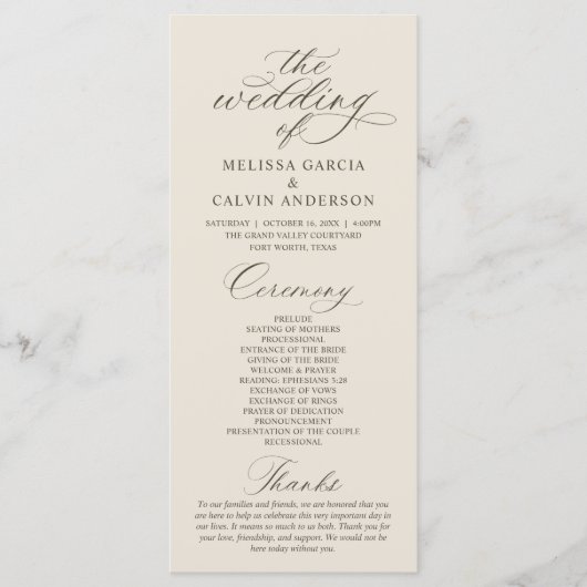 Programme Modern Classy Elegant Wedding Ceremony (Devant)