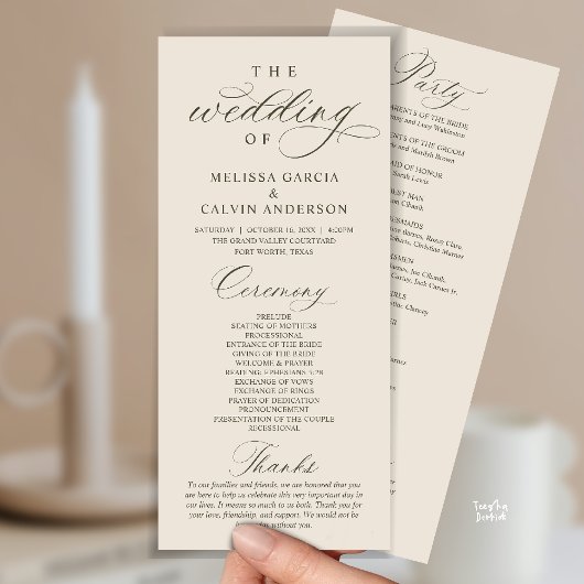 Programme Modern Classy Elegant Wedding Ceremony