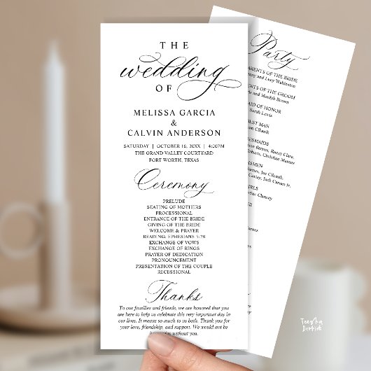 Programme Modern Classy Elegant Wedding Ceremony