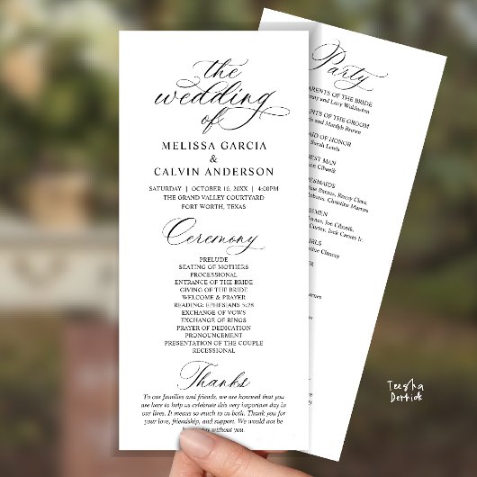 Programme Modern Classy Elegant Wedding Ceremony